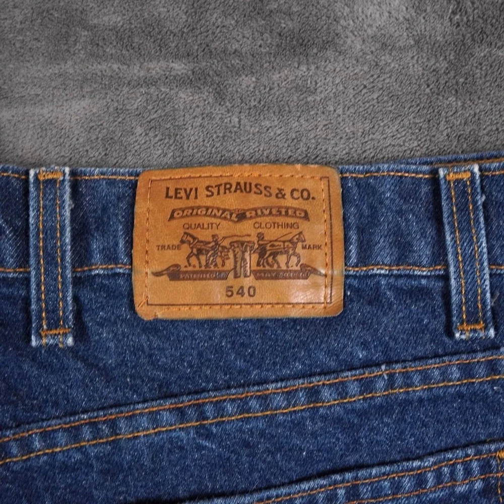 VTG Levis 540 Jeans Mens 44x34 (42x34) Blue‎ Orange Tab Dark Wash Black Bat Wing